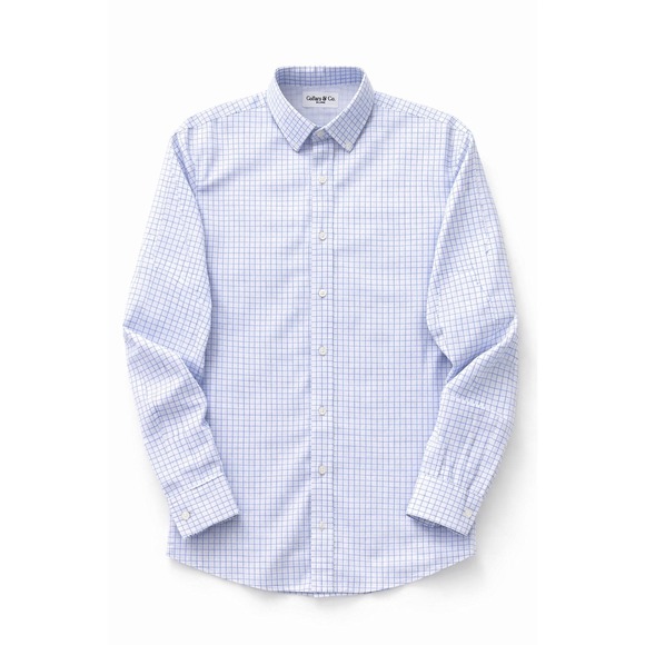 Collars & Co Mens 2X Blue White Gingham Check Long Sleeve Button Down Shirt